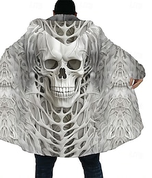 economico -Halloween Per uomo Teschi cool Rosa Cappotto Invernale Giacca in Pile Cappotto Calore Termico Confortevole Casual Scuro Streetwear Abbigliamento quotidiano Festival Cerniera Tasca Stampa 3D Autunno