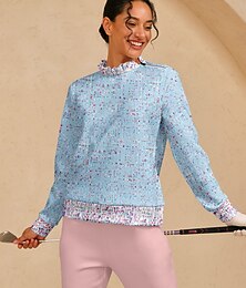 voordelige -Dames Trui met capuchon Blauw Lange mouw Kleding Bovenlichaam Dames golfkleding kleding outfits draag kleding