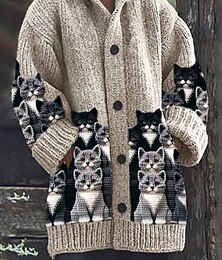 abordables -Femmes Pull Cardigan Occasionnel Doux Animal Côtelé À capuche Avec Poches Boutons Tricoté manche longue Hauts Longs Tricoter Extérieur Quotidien Week-end Rose Claire Bleu Automne Hiver