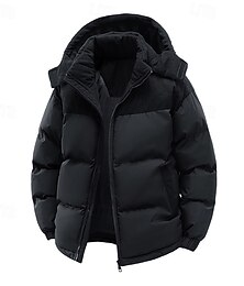 olcso -Férfi Télikabát Puffer dzseki Párnázott dzseki Zseb Polyster Vakáció Hétköznapi viselet Randi Szokványos Divat Alkalmi Kényelmes Melegen tartani Tél Színes Fekete Arcpír rózsaszín Kék Lóhere