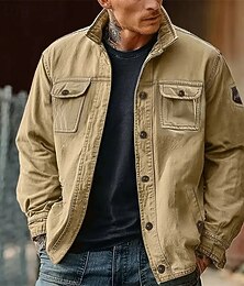 economico -Per uomo Giacca Leggera Giacca Cargo Giacca Casual Vacanza Quotidiano Indossabile Tasca Primavera Autunno Semplice Moda Classico Bavero Regolare Blu marino Cachi Verde militare Giacca