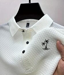 رخيصةأون -رجالي قميص الجولف قمصان بولو الجولف عمل فضفاض Lapel كم قصير أساسي الحديث شجرة جوز الهند قماش الجاكار Buttons الصيف عادي أبيض أزرق البحرية أزرق رمادي فاتح قميص الجولف