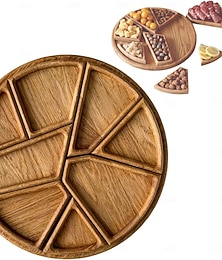 economico -Vassoio in legno massello diviso a 8 scomparti, vassoio da portata diviso in legno composito, piatto da portata diviso in legno per snack, tè e piccole porzioni, ideale per feste, picnic e uso