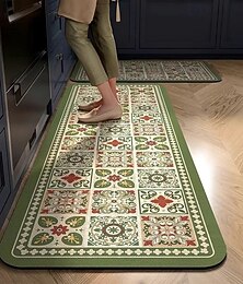 economico -Tappeti da cucina, antiscivolo, lavabili, anti-fatica, antiscivolo, assorbenti, in velluto di cristallo con retro in gomma per pavimenti, lavabili in lavatrice, tappetini vintage in mosaico marocchino