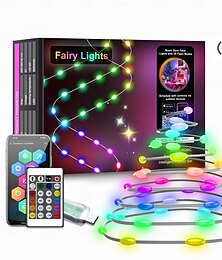 olcso -20m/66ft 200 led gyöngy karácsony halloween esküvő fesztivál beltéri és kültéri udvari ip68 vízálló színes fényfüzér bluetooth alkalmazás távirányítóval színes bőr drót fényfüzér usb