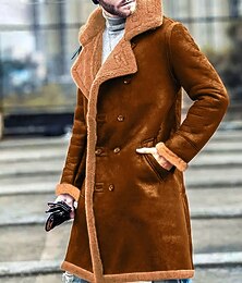 economico -Da uomo Giacca in finta pelle scamosciata Cappotto Cappotto da marinaio Cappotto di pelliccia sintetica Trench lungo Capispalla Casuale Autunno Inverno Capispalla Abbigliamento Classico Di tendenza