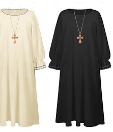 abordables -Retro Antiguo Medieval Renacimiento Túnica Colgante de cruz Monja Sacerdote Disfraz Hombre Mujer Religioso Víspera de Todos los Santos Carnaval Rendimiento LARP Feria Ren Adultos Leotardo / Pijama