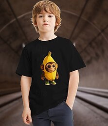 billiga -Pojkar 3D Tecknat T-shirt Kortärmad Sommar Vår Mode Grundläggande Barn 4-12 år Rund hals Utomhus Ledigt Dagligen Normal