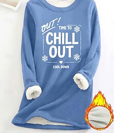 זול -בגדי ריקוד נשים סווטשירט סוודר Pullover סווטשירטים אותיות חם סגנון רחוב יום יומי שרוול ארוך צווארון עגול קצר חולצות ארוכות בית לבוש ליום קזו'אל דפוס שחור צהוב ורוד מסמיק ורוד כהה פול סתיו חורף