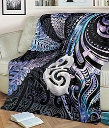 economico -coperta in pile per divano, tatuaggio drago 3d tribale maori polinesiano divano letto coperta calda decorativa arredamento per la casa