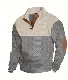 abordables -Hombre Sudadera Sudadera Con Capucha Pull-over Sudadera con capucha y botones Negro Verde Ejército Azul Marino Caqui Gris Cuello Mao Plano Retazos Con Texturas Deporte Casual Diario Ropa de calle