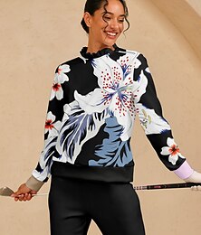 voordelige -Dames Trui met capuchon Zwart Lange mouw Kleding Bovenlichaam Dames golfkleding kleding outfits draag kleding
