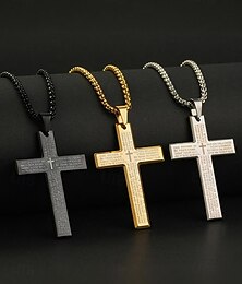 levne -Pánský náhrdelník s křížem z titanové oceli s rytinou modlitby Páně, náboženský šperk pro křesťanskou víru, každodenní nošení a dárky