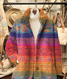 levne -Dámské Fleecová bunda Neformální bunda Pohodlné Prodyšné Kapsy Tisk Na běžné nošení Květinový Dovolená ulice Ležérní Denní nošení Zip Standardní Přehnutý Běžný Dlouhý rukáv Svrchní oděvy Rubínov