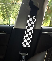 economico -2 pezzi di spallacci universali per cintura di sicurezza per auto, copricinture di sicurezza in tessuto a scacchi bianchi e neri per conducente e passeggero, accessori per interni auto
