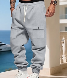 levne -Pánské Nákladní tepláky Tepláky Běžec Kalhoty Šňůrky Kapsy Elastický pas Bez vzoru Pohodlné Outdoorové sporty Denní Módní Na běžné nošení Černá Bílá Lehce elastické