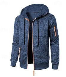 economico -Per uomo Felpa con cappuccio Felpa con cappuccio a zip intera Felpa con cappuccio tattica Blu denim Nero Blu marino Grigio scuro Con Cappuccio Semplice Cerniera Sport & Outdoor Casuale Quotidiano