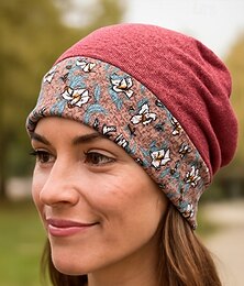 preiswerte -Beanie-Mütze mit Blumenmuster für Damen, weiche, dehnbare Slouchy-Kappe für Freizeitkleidung, Outdoor-Aktivitäten und als Kopfbedeckung bei Chemotherapie