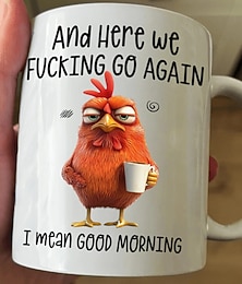 abordables -Taza divertida, aquí vamos de nuevo, quiero decir, buenos días, regalos de Navidad para compañeros de trabajo, amigos, familia.