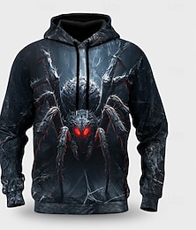 economico -Halloween Per uomo Ragno 3D Felpa con Cappuccio Felpa Punk Esagerato Girocollo Club Abbigliamento casual alla moda Nero 1 Nero Coulisse Autunno Inverno progettista