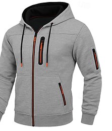 abordables -Hombre Sudadera Sudadera con capucha y cremallera completa Sudadera con capucha de lana Sudadera táctica con capucha Negro Blanco Verde Ejército Burdeos Azul Marino Con Capucha Plano Cremallera
