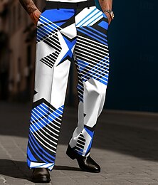 levne -Pánské Geometrický Barevné bloky Kalhoty Oblekové Oblek Kalhoty Středně vysoký pas Na běžné nošení Na den Dovolená Streetwear Kalhoty volného střihu s plochým předním dílem a bočními kapsami Jaro