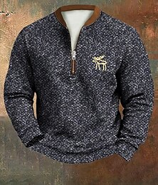 economico -Per uomo Maglia Felpa con zip corta Blu marino Mezza zip Blocco di colori Renna Sport & Outdoor Quotidiano Ferie Poliestere Vintage Streetwear Casual Primavera & Autunno Abbigliamento Felpe con