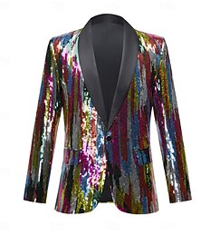 رخيصةأون -رجالي جاكيت بليزر ياقة شال موضة حفلة لون سادة Blazer متعدد اللون قياس نحيل قالب مثالي Single Breasted One-button