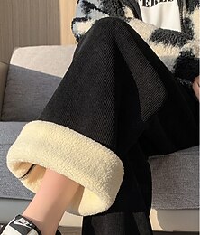 abordables -Femmes Joggings Pantalon en polaire Jambe large Mode Basique Occasionnel Longueur complète Taille haute Uni Avec Poches Ceinture Élastique Confortable Doux Élastique Extérieur Rue Noir Blanc Ecru Gris