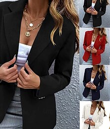 olcso -Női Blézer Kényelmes Gombok Elegáns Divat Szabadtéri Sima Alkalmi Alkalmi / Napi Hétvége Kardigán Szokványos Hajtóka Normál Hosszú ujj Felsőruházat Fekete Fehér Rubin Tavasz Ősz