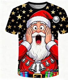お買い得  -男性用 Tシャツ サンタクロース クルーネック 衣類 3Dプリント アウトドア クリスマスギフト パーティー 半袖 クール 日常