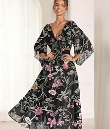 abordables -Robe longue à nœud torsadé pour femme, imprimé floral, tenue de villégiature décontractée, printemps, été, automne