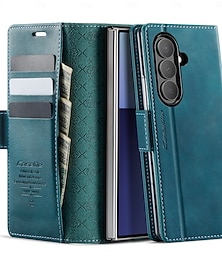 abordables -teléfono Funda Para Samsung galaxia Plegado en Z 7 adsorción magnética Tarjetas billetera Magnética Protector de cuerpo completo Caballete TPU Cuero de PU