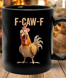お買い得  -f-caw-f 面白い鶏のマグカップ、ユーモラスな雄鶏のコーヒーカップ、ギャグ、友達へのクリスマスプレゼント &家族向けの陶器製ティーマグカップ、オフィス、キッチン、誕生日、クリスマス、または面白いギフトのアイデア
