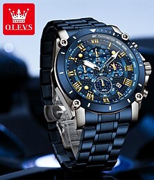 abordables -El nuevo reloj de negocios Olevs para hombre con correa de acero, fase lunar, calendario luminoso, cronógrafo, indicación de 24 horas, reloj de cuarzo es un reloj de pulsera deportivo impermeable,