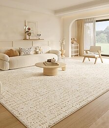 economico -Tappeto in stile boho color crema, tinta unita, impermeabile, antimacchia, facile da pulire, per soggiorno, camera da letto, divano, tavolino da caffè