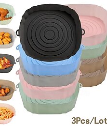 Χαμηλού Κόστους -Συσκευασία 3 τεμαχίων σιλικόνης για φριτέζα αέρα – αντικολλητικά, επαναχρησιμοποιήσιμα χαλάκια για καλάθι και μπολ 7,09 ιντσών, αξεσουάρ φούρνου, ταψί ψησίματος, κουζινικό εξάρτημα για μαγείρεμα στο