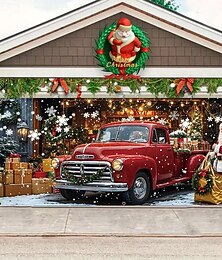 levne -Vánoce gobelín Kryt garážových vrat Velký závěsný Auto Dátek Roztomilý 3D Večírek Outdoor Dovolená Střelecké pozadí Yard Bytové dekorace