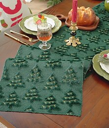 ieftine -Runner de masă verde de Crăciun brodat eșarfă pentru pat față de masă festivă copertină decorativă pentru masă