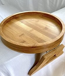 cheap -Sofa Armrest Tray Wooden Folding Round Table Cozy Couch Arm Clip Holder Flexible Non Slip Drink Snack Remote Control Organizer Portable Living Room Sofa Side Accessory