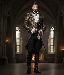 economico -Medievale Rinascimento Steampunk Cappotto Smoking Frac Vampiro Nobile Costume Per uomo Halloween Carnevale Performance LARP Fiera Rinascimentale Adulti Cappotto