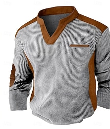 halpa -Miesten Vohveli tee Pitkähihainen V kaula-aukko 봄 & Syksy Kaikki vuodenajat Yhtenäinen väri Pintakäsitelty Muoti Perus Vapaa-aika Taskut Katu Kausaliteetti Urheilu Musta Laivaston sininen khaki Top