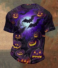 economico -Per uomo Maglietta di Halloween Zucca Pipistrello Girocollo Abbigliamento Stampa 3D All'aperto Ferie Festa a Tema Festa di Halloween Manica Corta Stampato Vintage Halloween