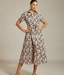 voordelige -dames overhemd korte mouw abstract kunstpatroon zakken woon-werkverkeer sociale bijeenkomsten lente zomer