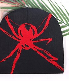 halpa -Miesten Sukupuolineutraali Pipo Talvihatut Pipot 骷髅头毛线帽 Neulo hattu Musta Valkoinen Akryylikuidut Jakardi Kudottu Kodikas Halloween Arki-asut Festivaali SPIDER Lämmin