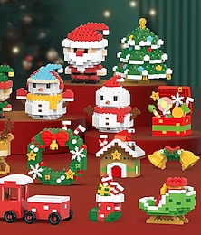 abordables -Blocs de construction de conception de Père Noël, paquet de 12 blocs de construction de Noël ornements jouets, mini figurines de construction, cadeaux de Noël cadeaux de fête, idéal pour les cadeaux