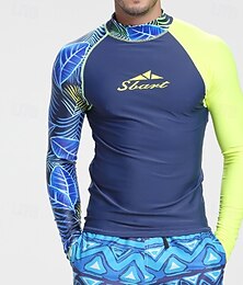 Недорогие -Муж. Топ для плавания Рубашка Dive Skin UPF50+ Длинный рукав Купальники Плавание Дайвинг Серфинг Для погружения с трубкой Пэчворк Лето Весна Осень