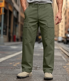 preiswerte -Herren Cargo-Hosen Cargohose Arbeitshosen Wanderhose Mehrere Taschen Gerader Schnitt Einfach tragbar Feuchtigkeitsableitend Volle Länge Outdoor Täglich Campen und Wandern Urlaub Mode Schwarz Armeegrün