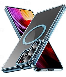 levne -telefon Carcasă Pro Samsung Galaxy S25 Ultra Plus S24 Ultra Plus S23 Ultra Plus A56 A16 Zadní kryt Magnetické adsorpční pouzdro Průsvitný Magnetické Nárazuvzdorné TPU PC