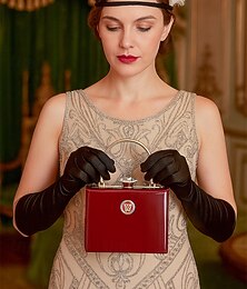 abordables -Sac à main de soirée en cuir verni bordeaux pour femme avec poignée dorée, style Gatsby vintage pour cocktails, mariages et événements officiels